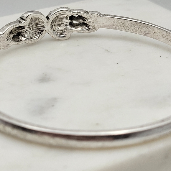 Sterling Silver Bangle Bracelet with Intricate Marcasite Detailing Unsigned - Picture 8 of 16